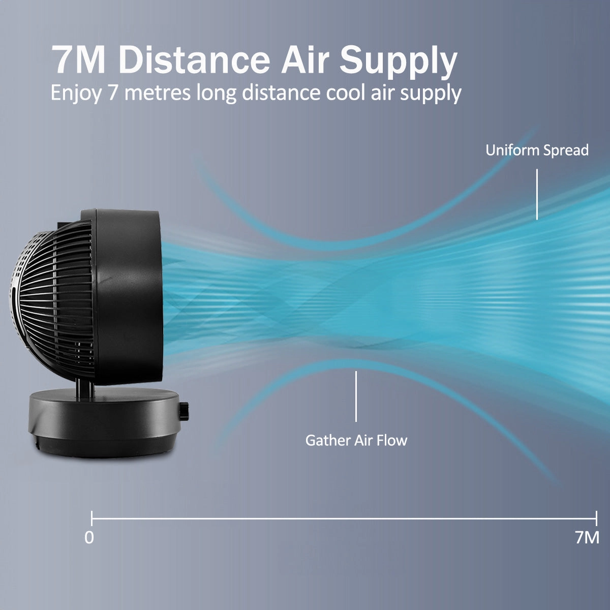 iFan 9" Air Circulator Fan  Concentrated Airflow, Desk Fan, Oscillation, Adjustable Tilt, Portable, Silent, 3-Speed, black, IF7409