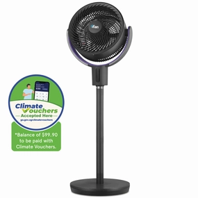 iFan 9" DC Air Circulator Stand Fan with Remote Control  36 Speeds, Adjustable Height, Oscillation, Timer, IF7456 indoor fans for quiet home environments