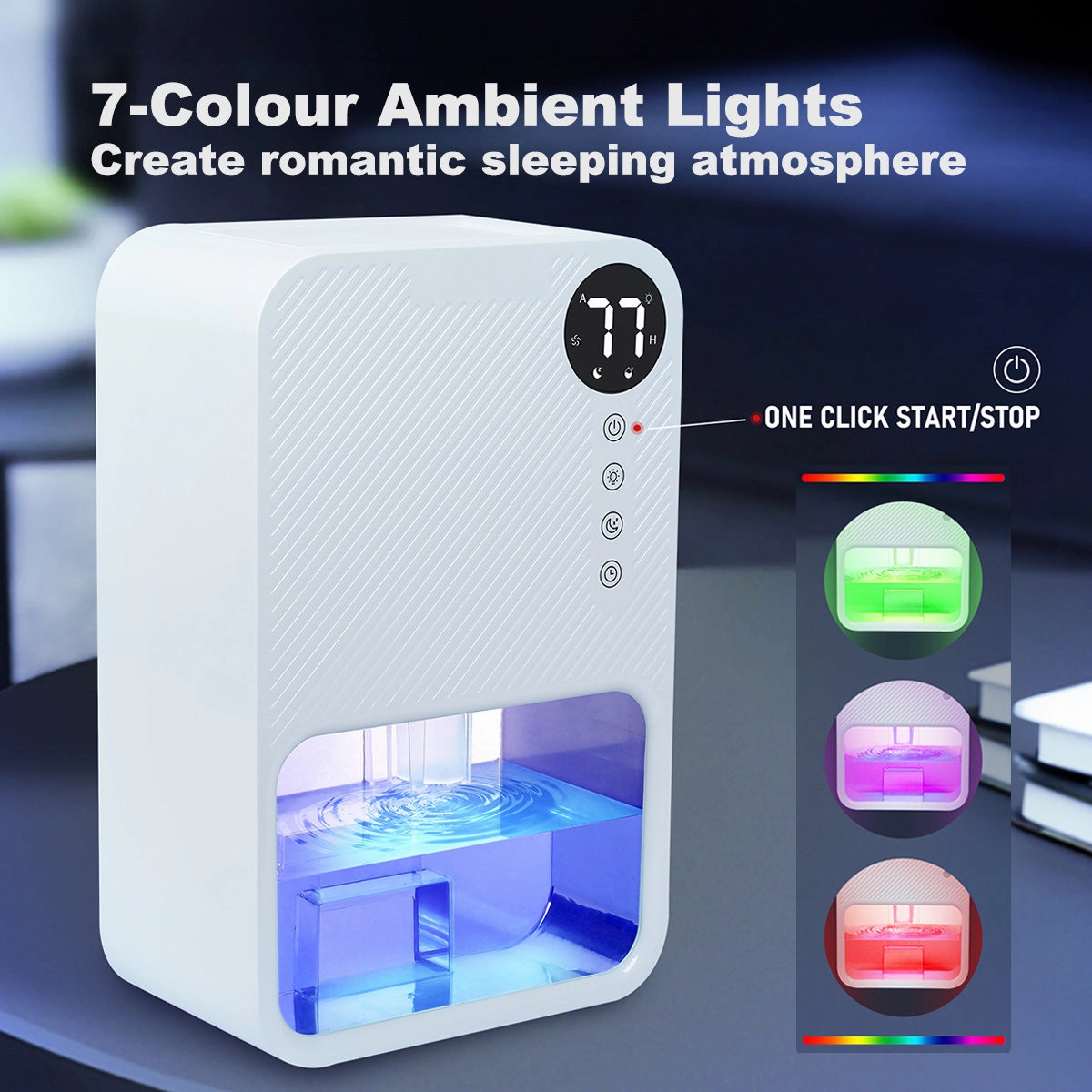 iFan Electric Dehumidifier 3.8L Mini Dehumidifier Thirsty Hippo Timer Setting 1-24h Low Noise Water Full Auto OFF (IF3253)