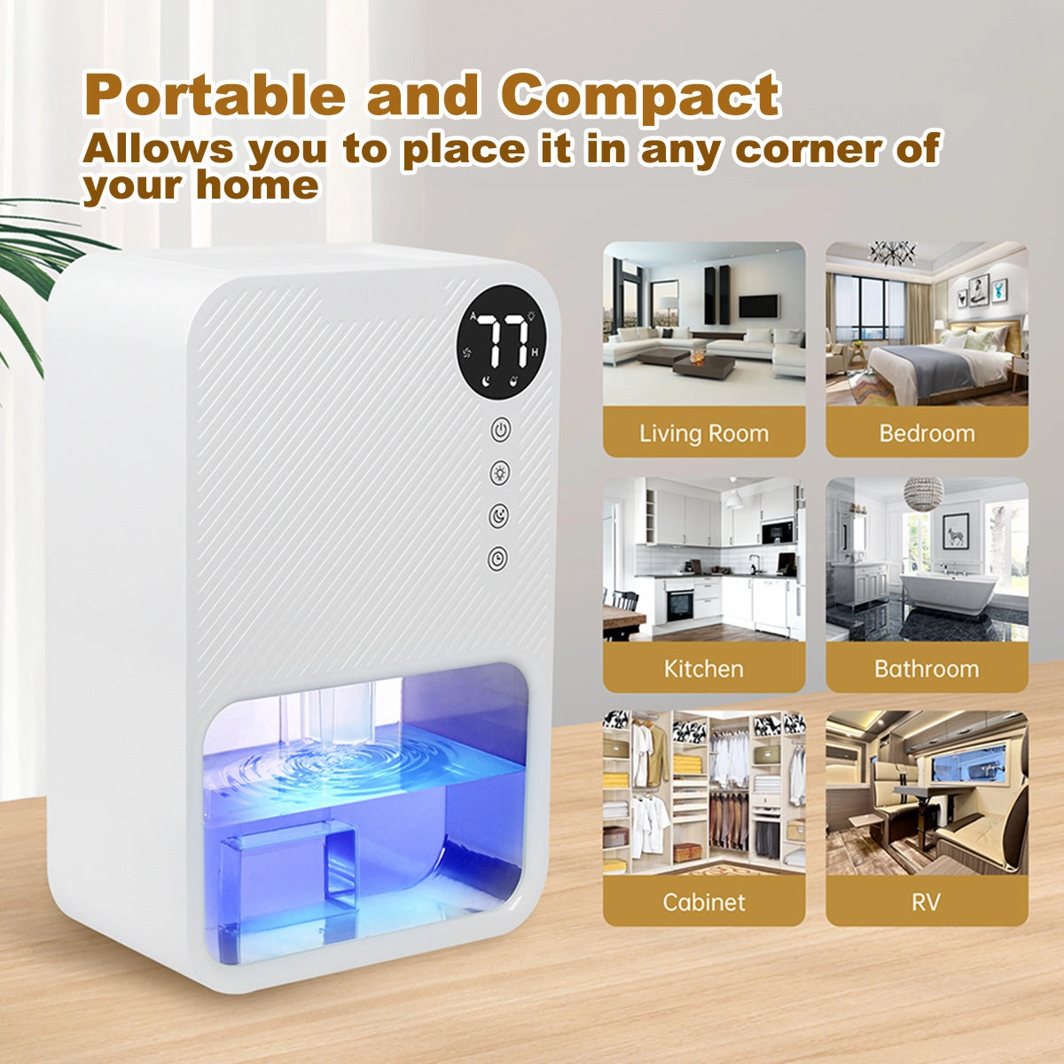 iFan Electric Dehumidifier 3.8L Mini Dehumidifier Thirsty Hippo Timer Setting 1-24h Low Noise Water Full Auto OFF (IF3253)