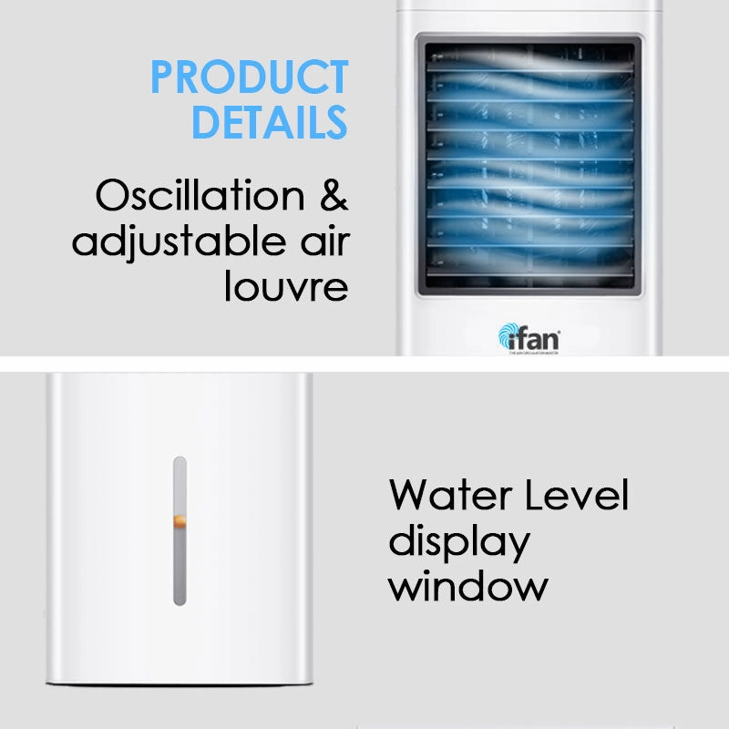 iFan Evaporative Air Cooler  11L Water Tank, Remote Control, Turbo, Oscillation, Dust Filters, Air Purifier, Ionizer, 4-Speed, white, IF7880