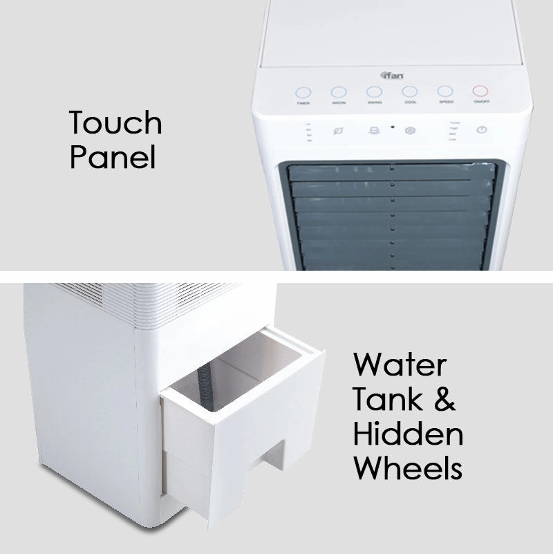 iFan Evaporative Air Cooler  11L Water Tank, Remote Control, Turbo, Oscillation, Dust Filters, Air Purifier, Ionizer, 4-Speed, white, IF7880