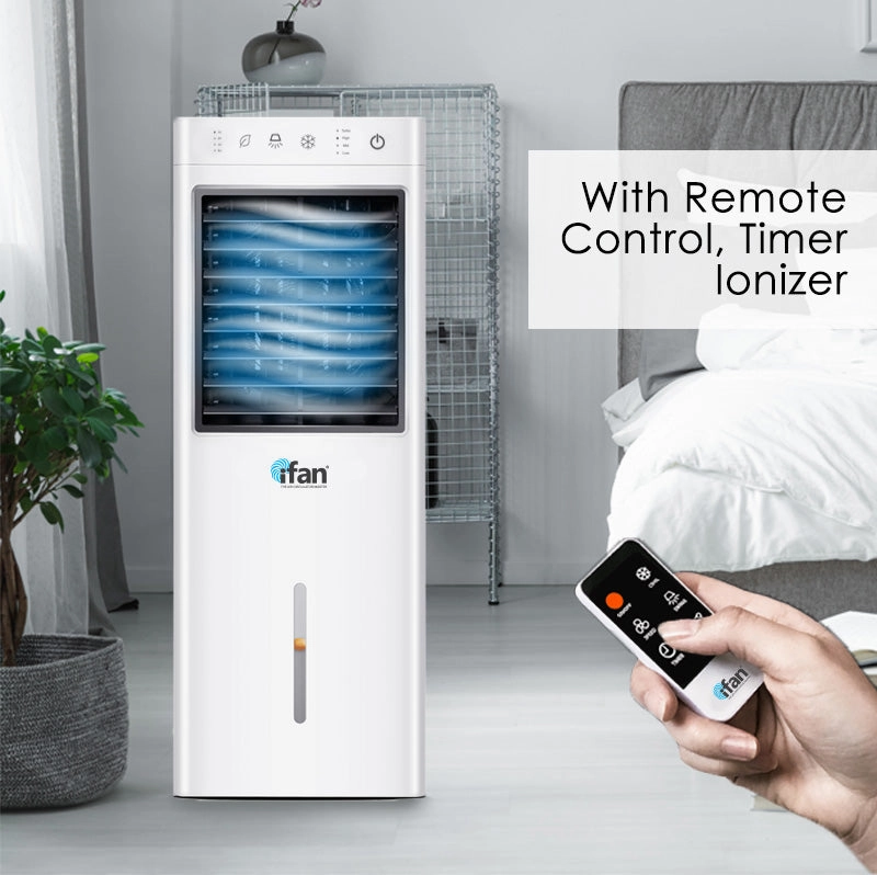 iFan Evaporative Air Cooler  11L Water Tank, Remote Control, Turbo, Oscillation, Dust Filters, Air Purifier, Ionizer, 4-Speed, white, IF7880