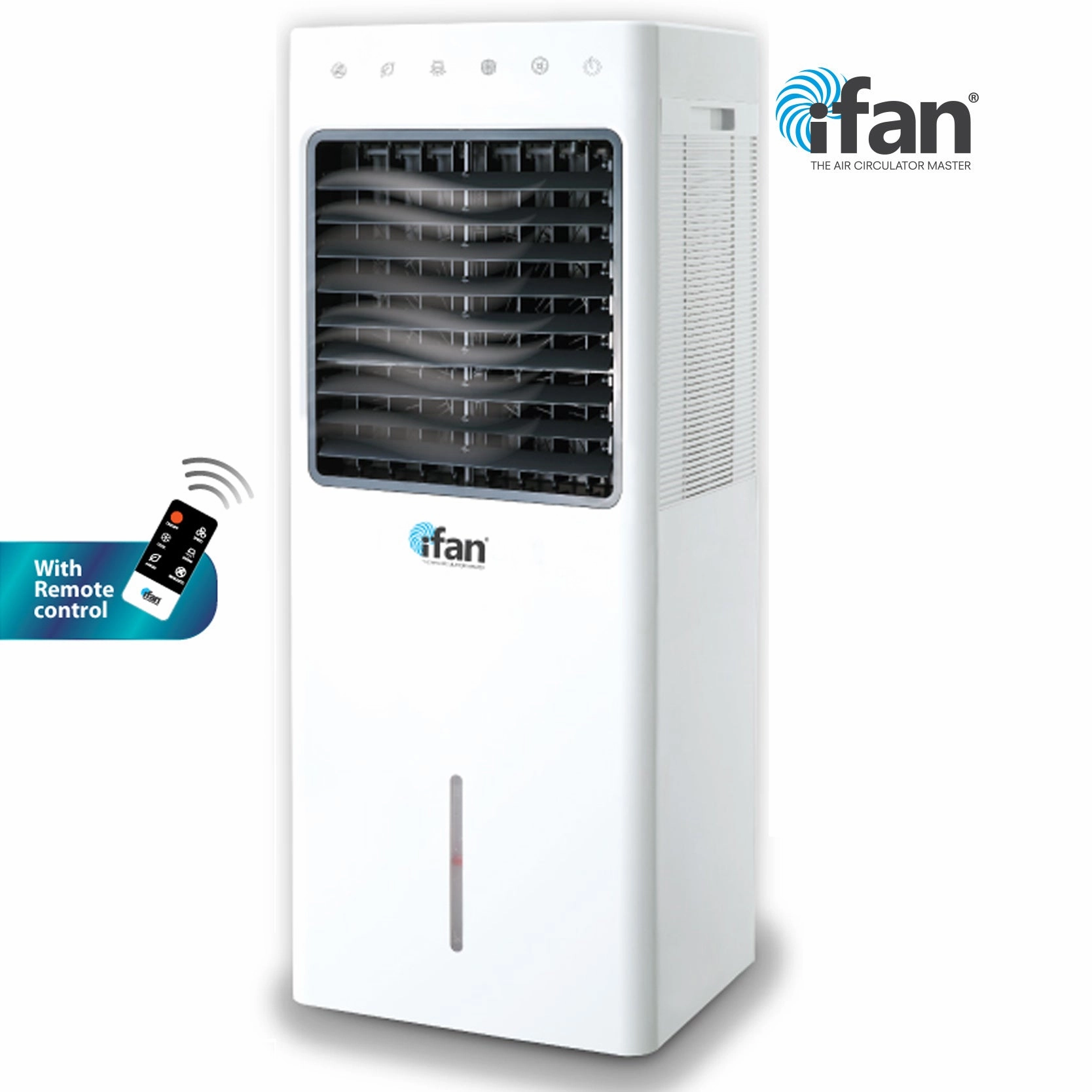 iFan Evaporative Air Cooler  11L Water Tank, Remote Control, Turbo, Oscillation, Dust Filters, Air Purifier, Ionizer, 4-Speed, white, IF7880