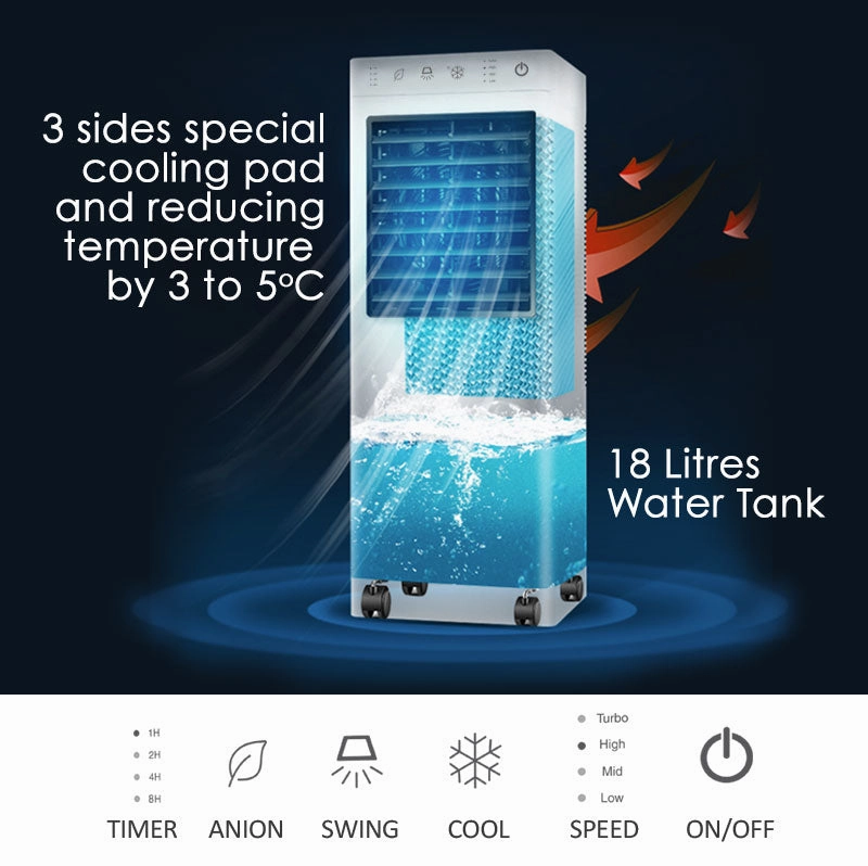 iFan Evaporative Air Cooler  11L Water Tank, Remote Control, Turbo, Oscillation, Dust Filters, Air Purifier, Ionizer, 4-Speed, white, IF7880