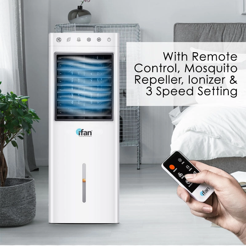 iFan Evaporative Air Cooler  9.3L Water Tank, Remote Control, Oscillation, Dust Filter, Ionizer, Mosquito Repellent, 3-Speed, white, IF7850