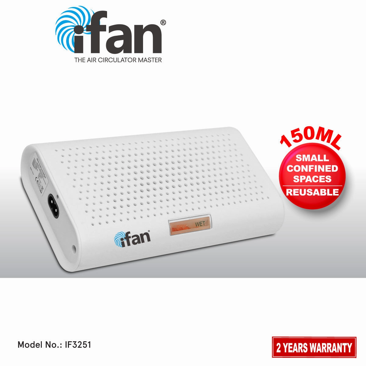 iFan Thirsty Hippo Dehumidifier, Dehumidifier, Rechargeable Moisture Absorber | Reusable (IF3251)