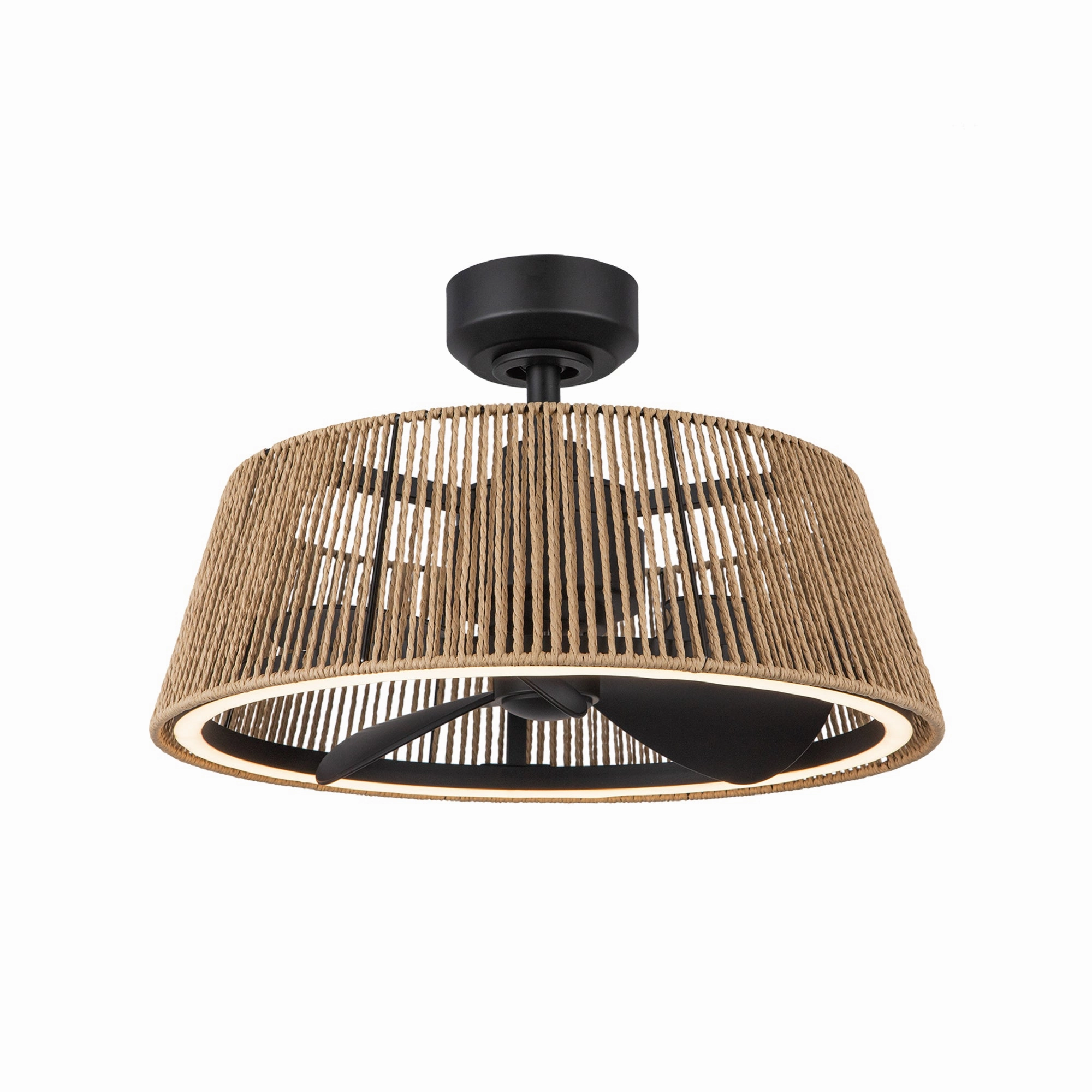 Isla 24"Ceiling Fan Matte Black/Braided Rope