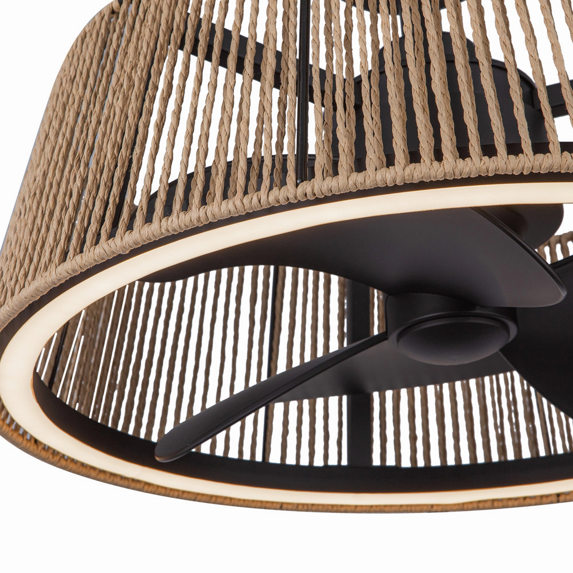 Isla 24"Ceiling Fan Matte Black/Braided Rope