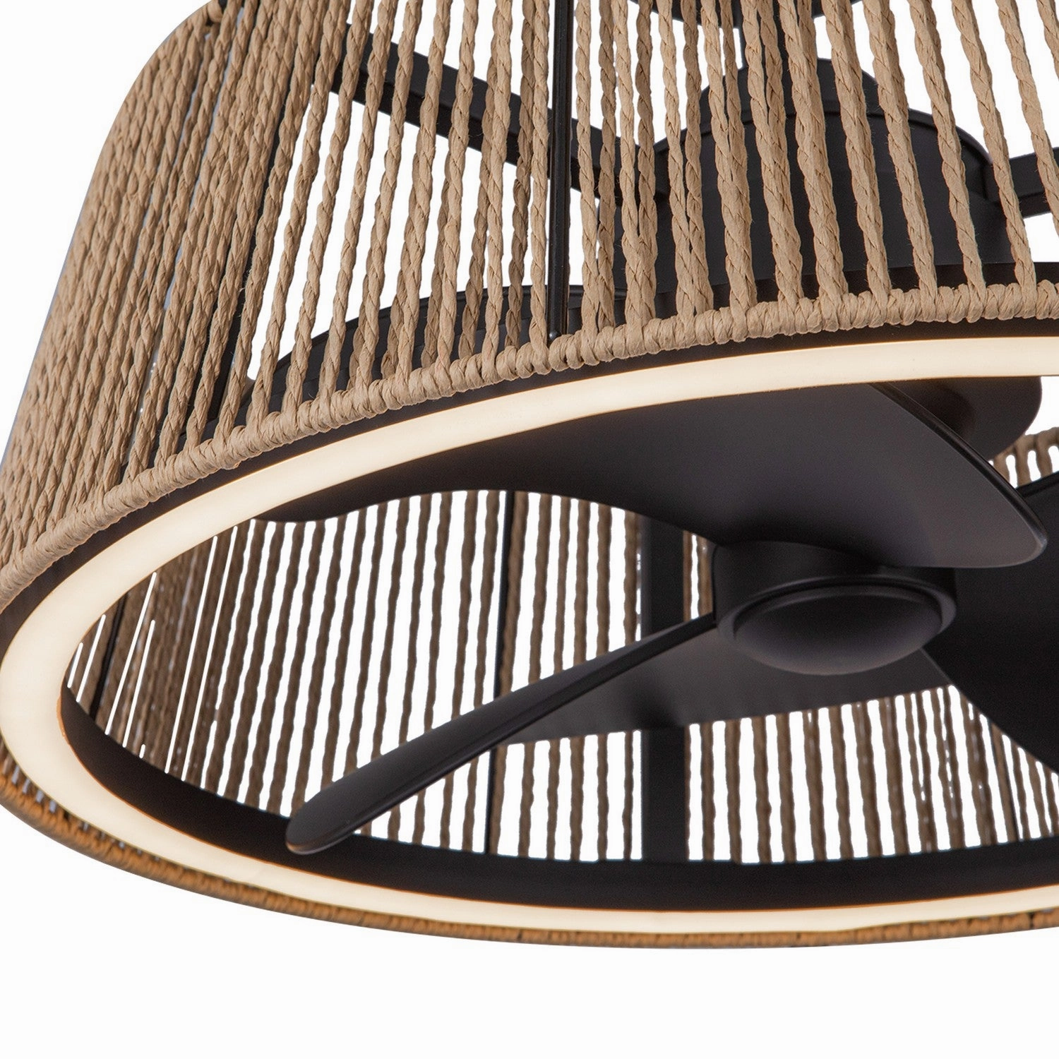 Isla 24"Ceiling Fan Matte Black/Braided Rope