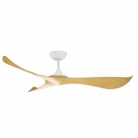 Keanu 56" Ceiling Fan Matte White / Teak medium electric fans for multi-room use