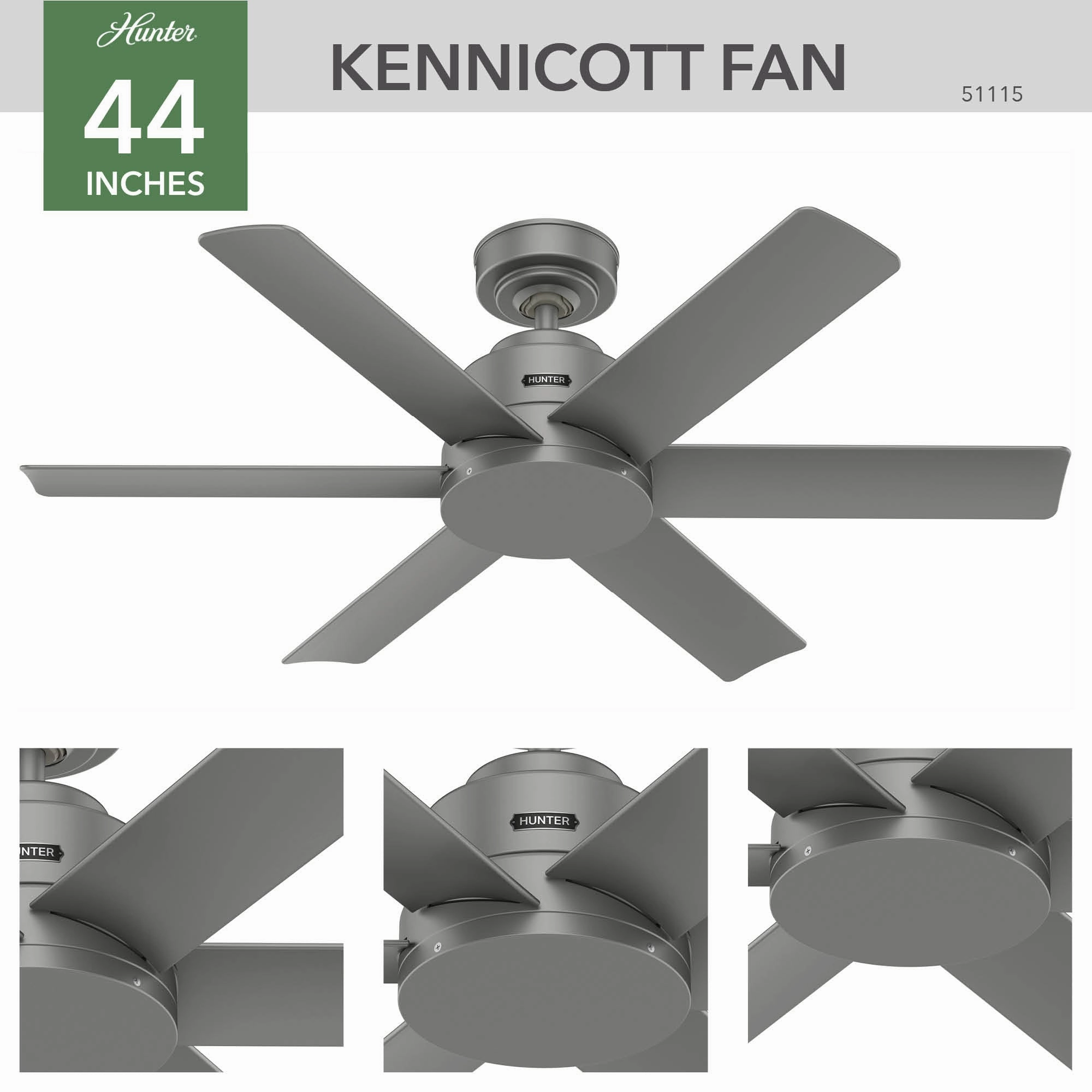 Kennicott 44"Ceiling Fan Matte Silver