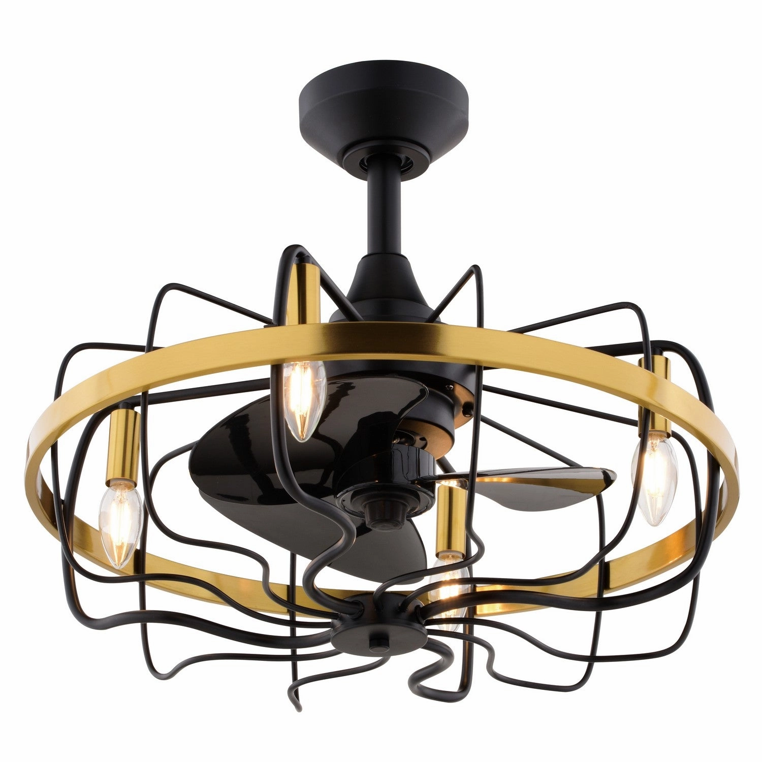 Kenton 21"Ceiling Fan Black and Satin Brass best small fans for home and travel