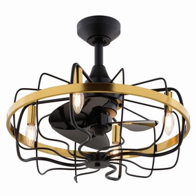 Kenton 21"Ceiling Fan Black and Satin Brass decorative fandeliers with lights