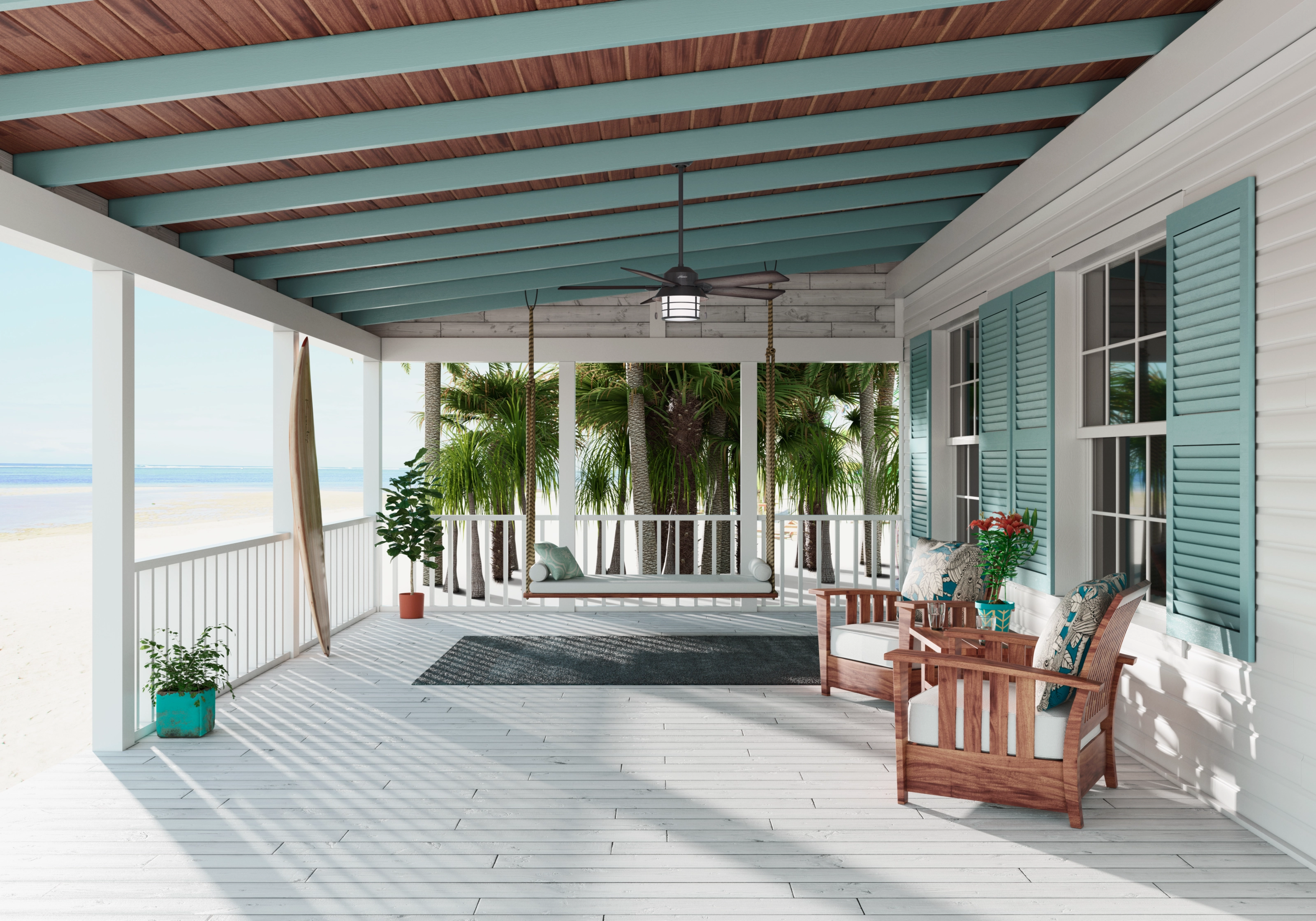 Key Biscayne 54"Ceiling Fan Weathered Zinc