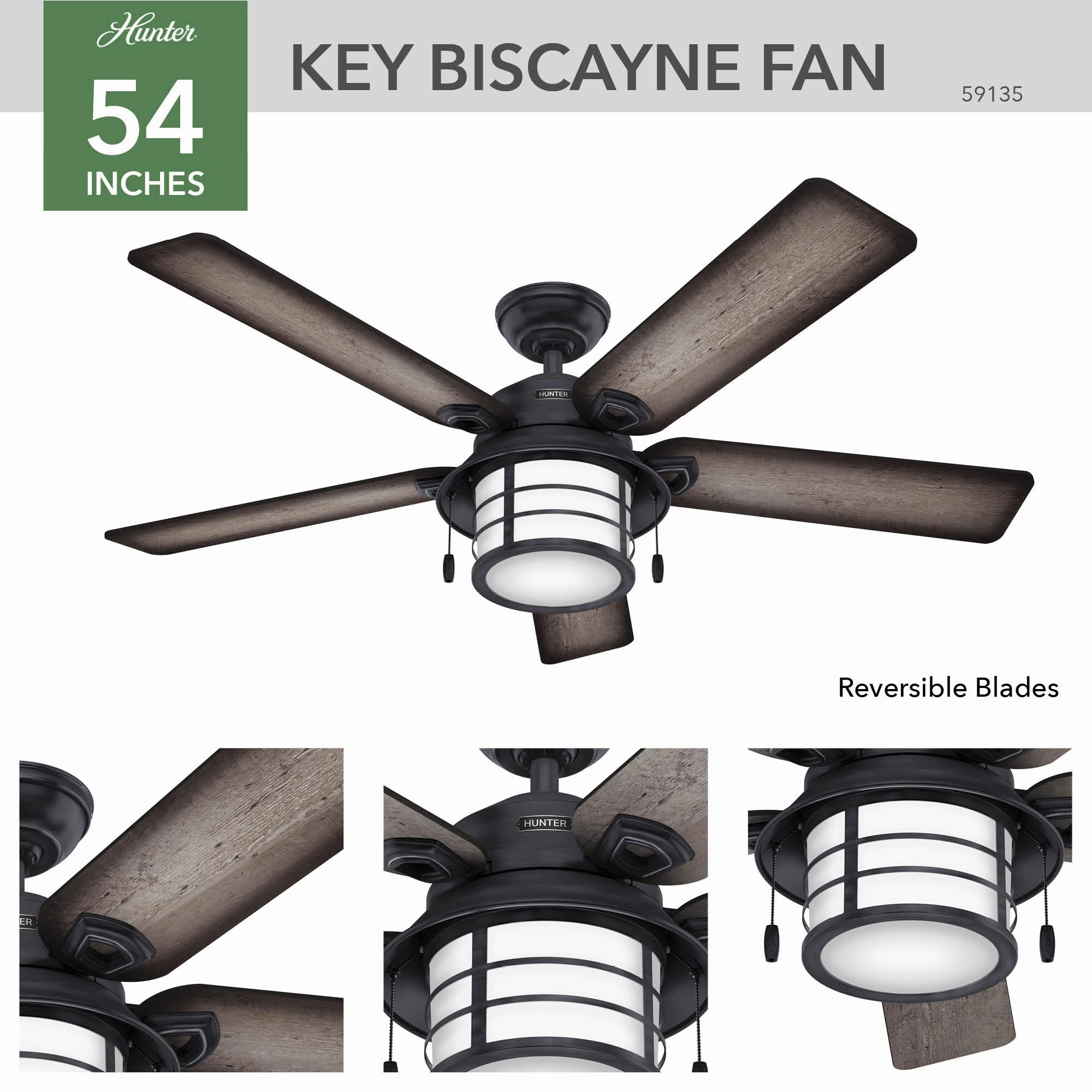 Key Biscayne 54"Ceiling Fan Weathered Zinc