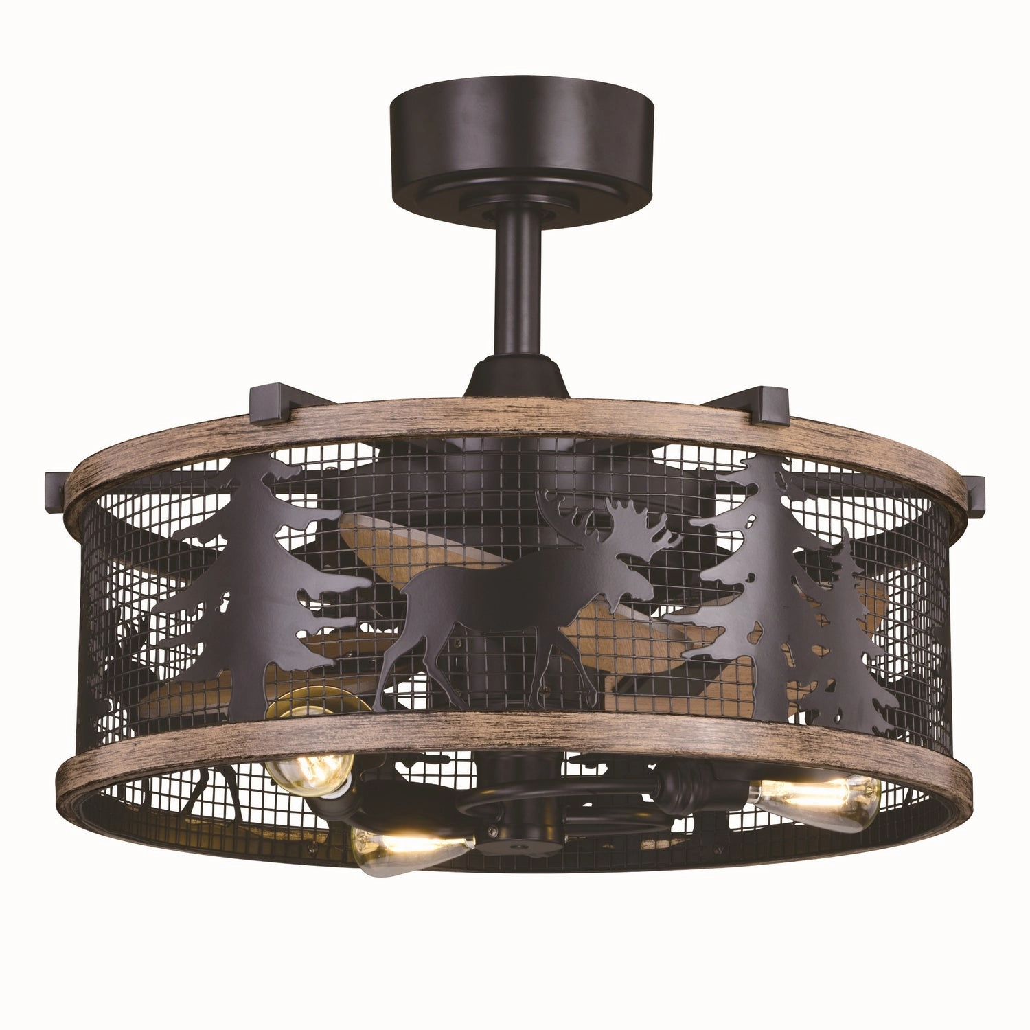 Kodiak 21"Ceiling Fan Black and Burnished Teak decorative fandeliers with lights