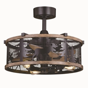 Kodiak 21"Ceiling Fan Black and Burnished Teak decorative fandeliers with lights