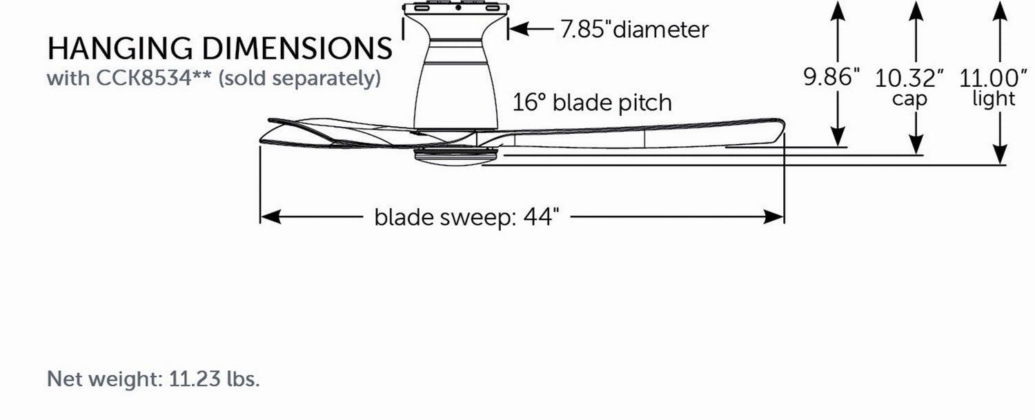 Kute 44 44"Ceiling Fan Black