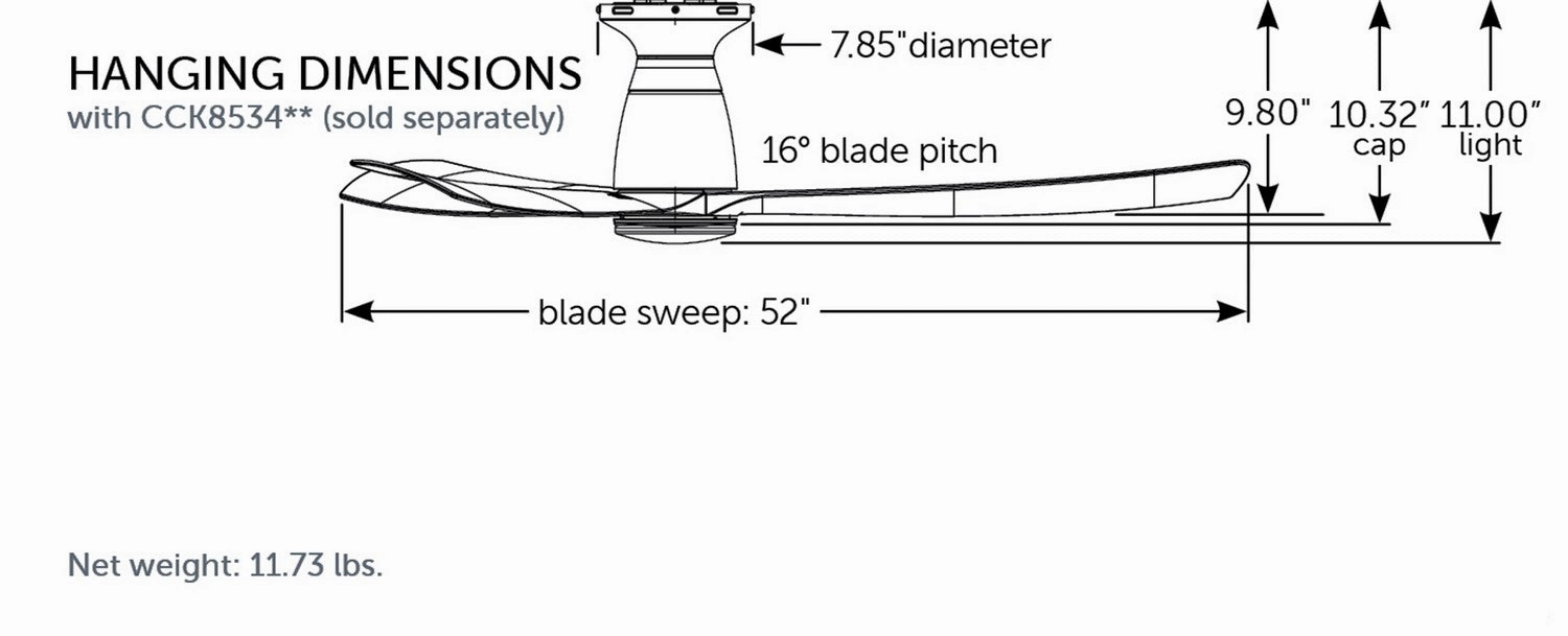 Kute 52 52"Ceiling Fan Brushed Nickel