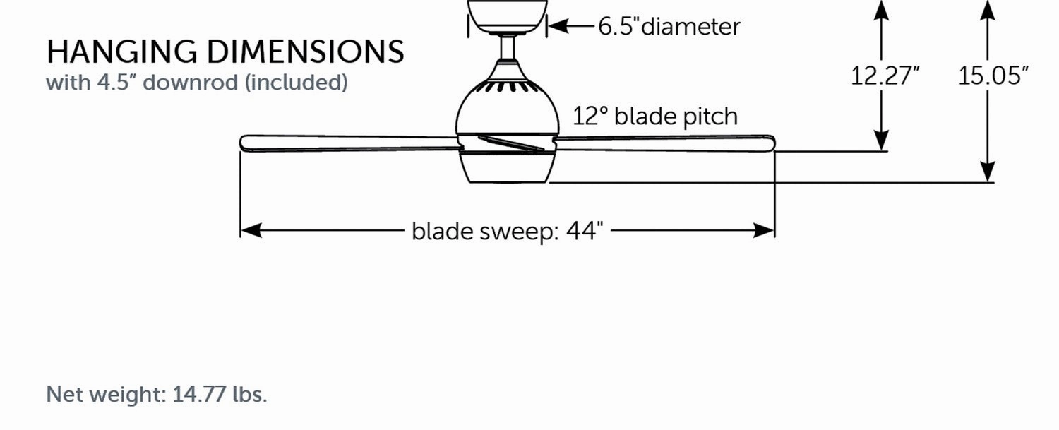 Kwad 44 44"Ceiling Fan Brushed Nickel