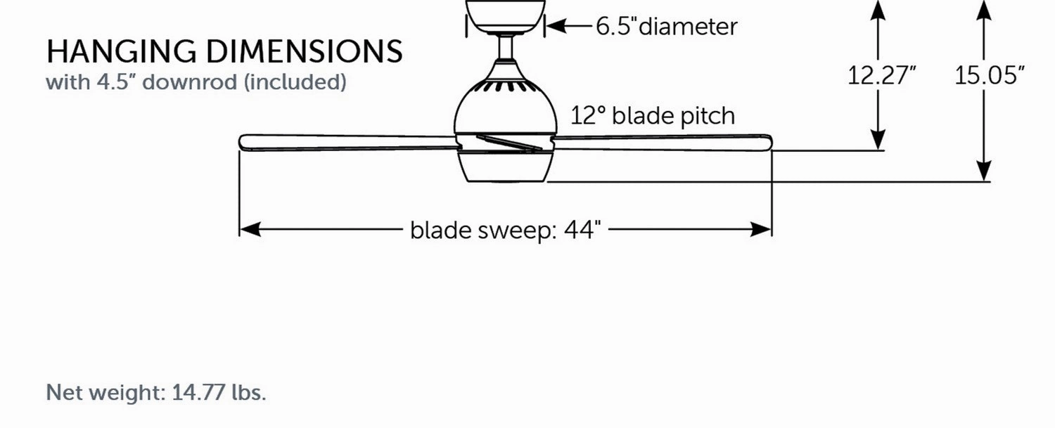 Kwad 44 44"Ceiling Fan Matte White