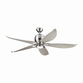 Lily 56"Ceiling Fan Brushed Steel quiet medium fans for living room use