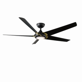Lucid 62"Ceiling Fan Soft Brass Arms/Matte Black energy-efficient medium fans with remote