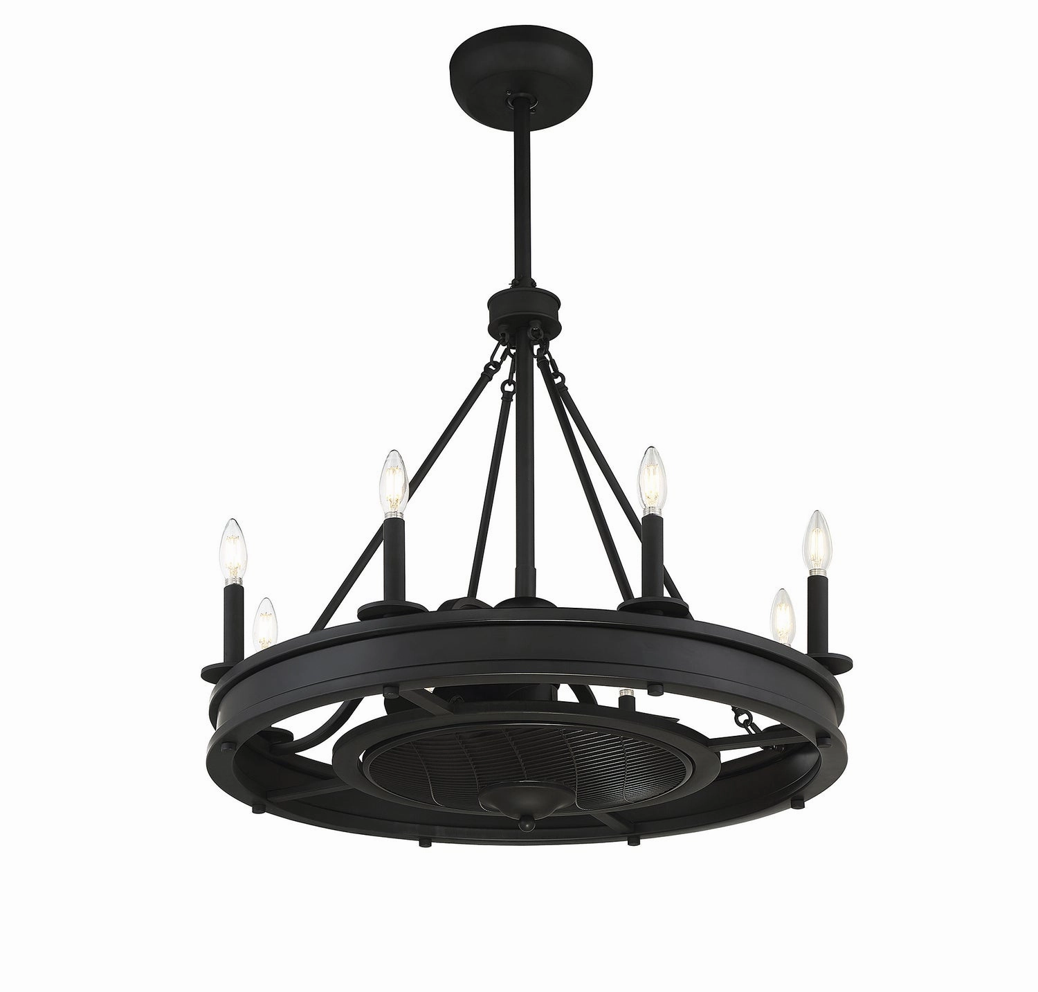 Lyon Eight Light Fan D'lier Matte Black