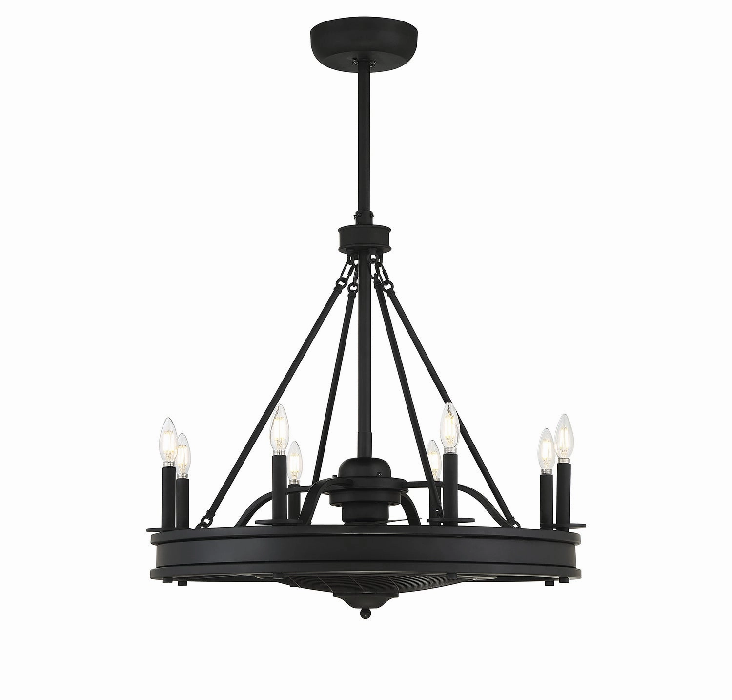Lyon Eight Light Fan D'lier Matte Black decorative fandeliers with lights