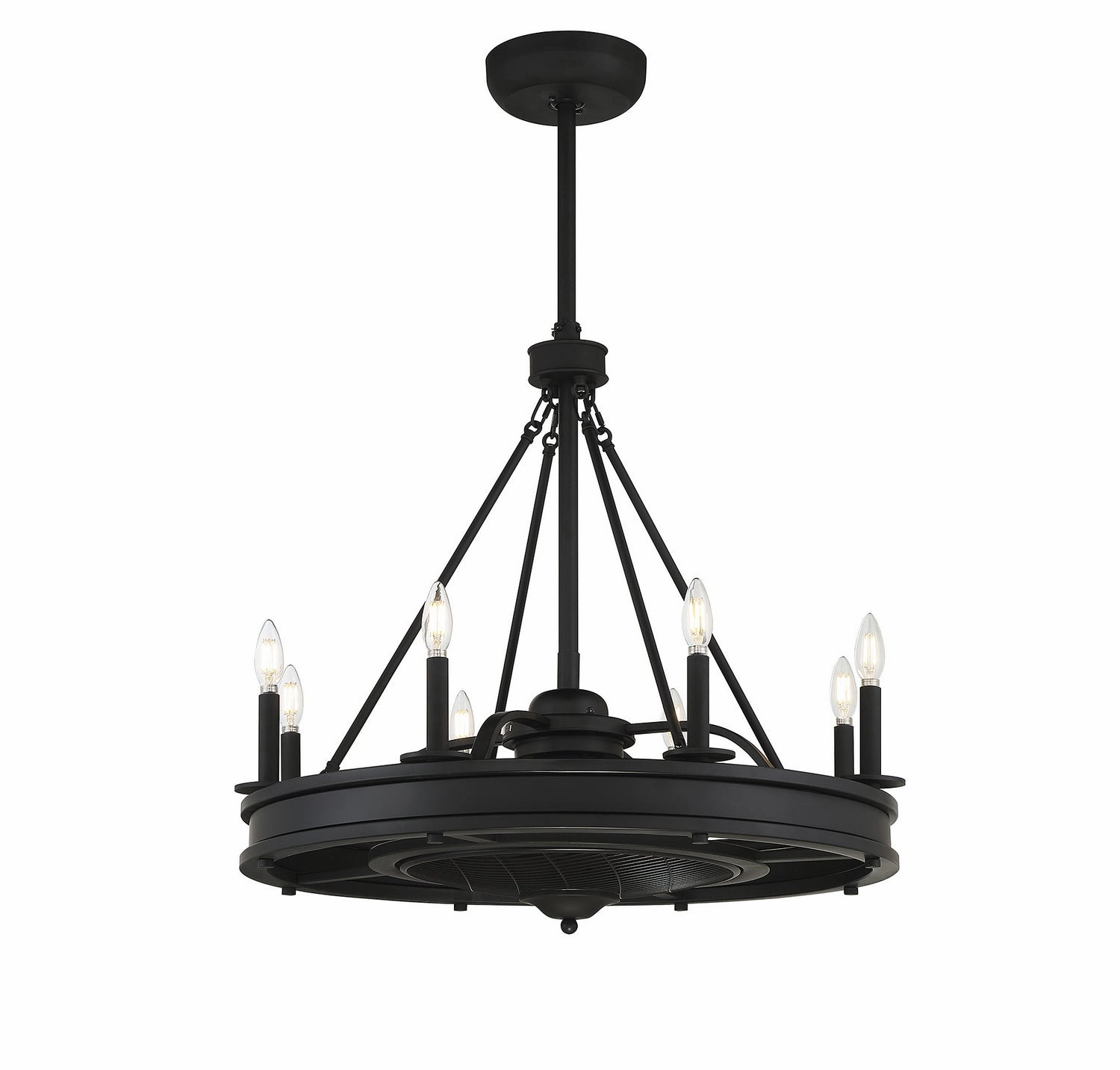 Lyon Eight Light Fan D'lier Matte Black