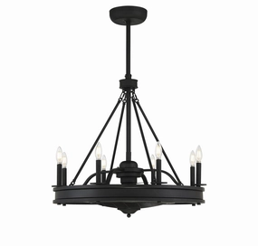 Lyon Eight Light Fan D'lier Matte Black decorative fandeliers with lights