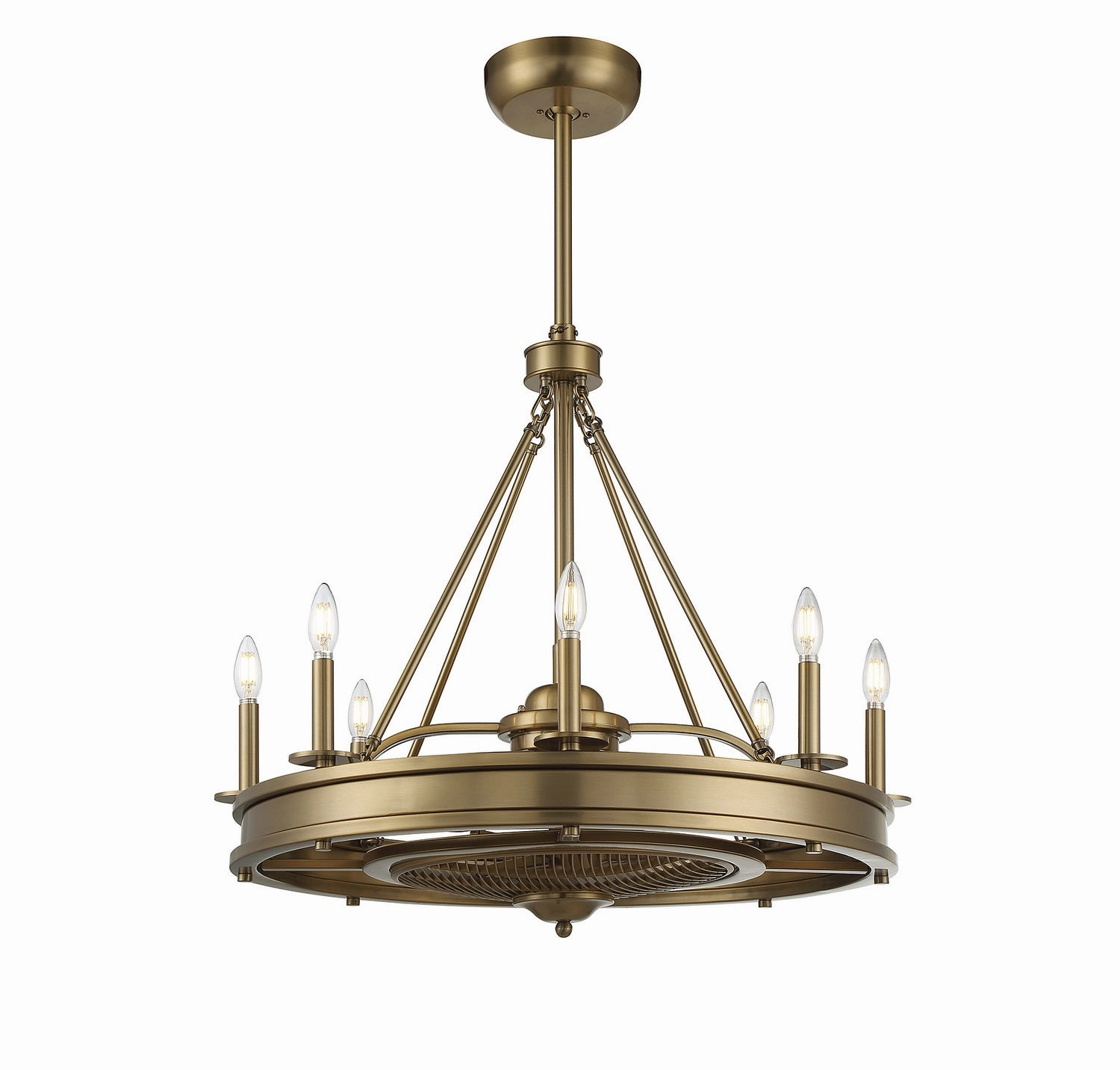 Lyon Eight Light Fan D'lier Warm Brass