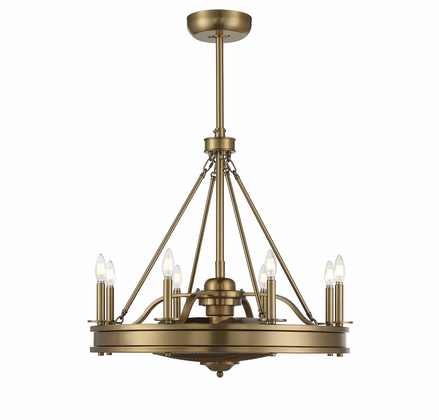 Lyon Eight Light Fan D'lier Warm Brass decorative fandeliers with lights