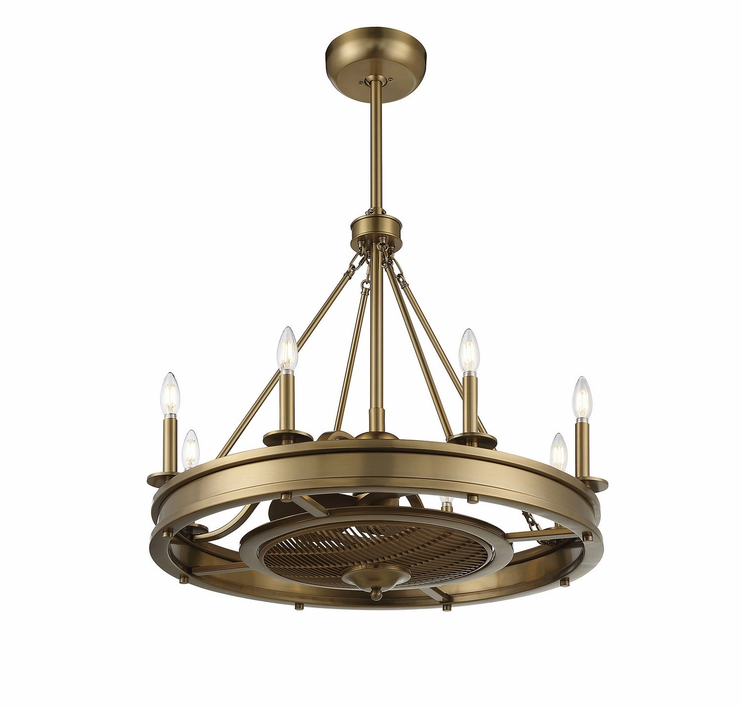 Lyon Eight Light Fan D'lier Warm Brass