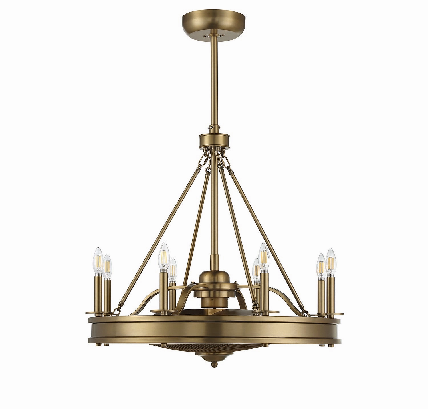 Lyon Eight Light Fan D'lier Warm Brass
