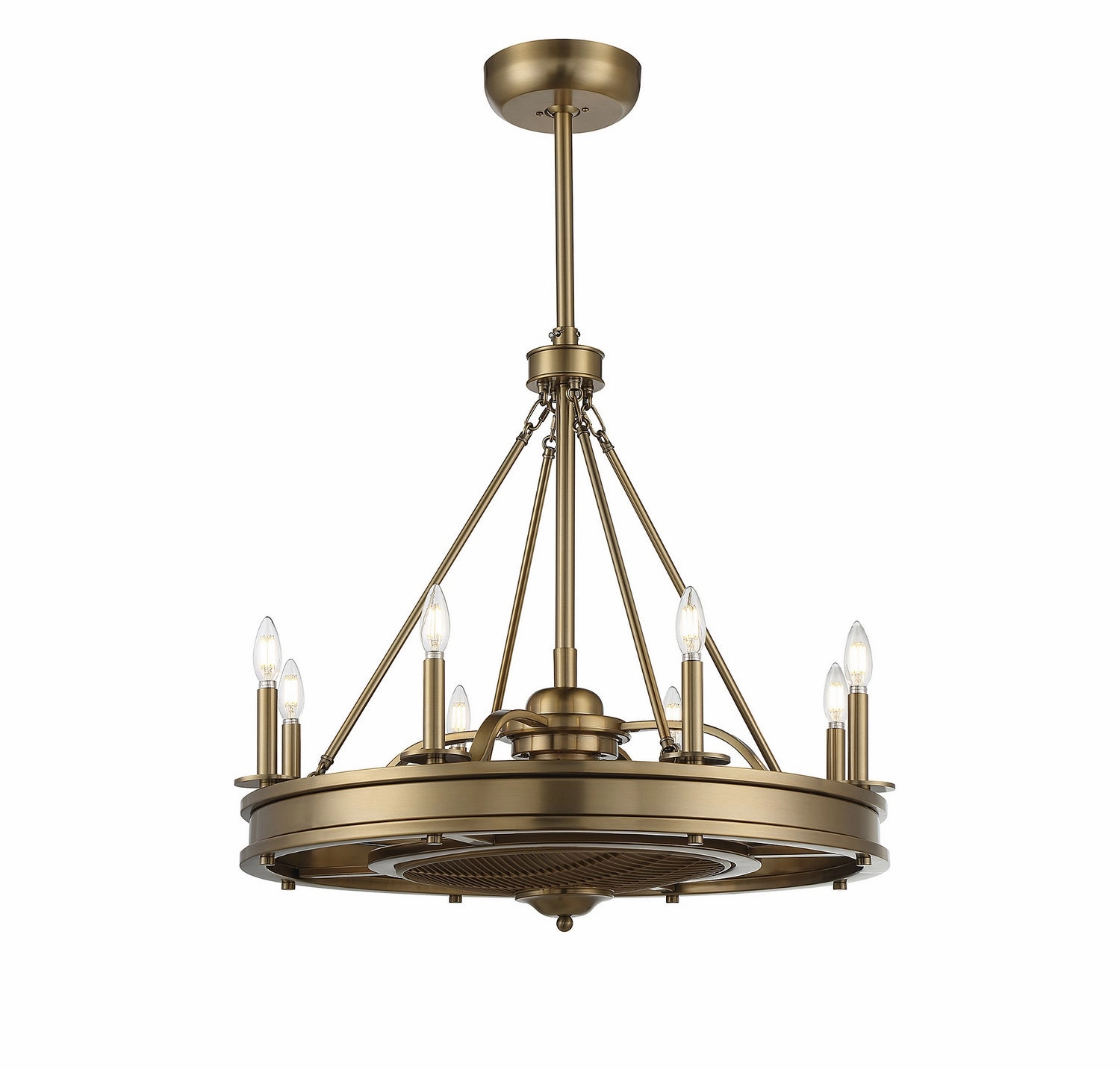 Lyon Eight Light Fan D'lier Warm Brass