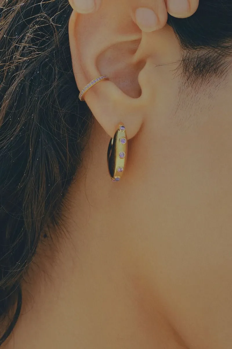 Maria Black Jewellery Colore Earcuff, Silver/Violet
