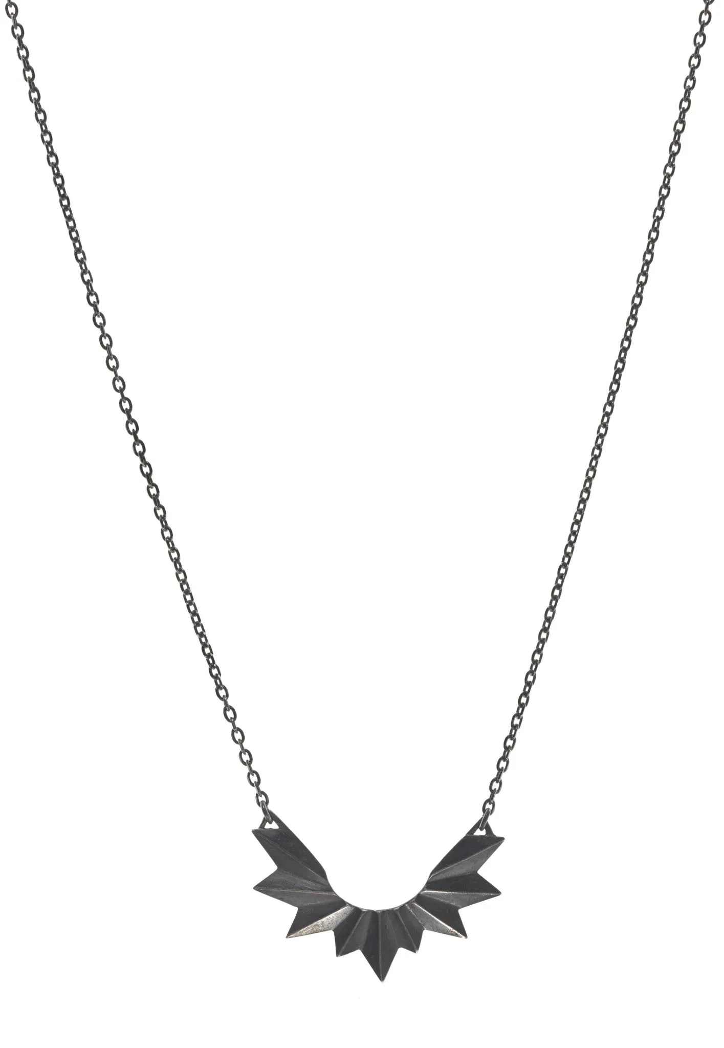Maria Black Jewellery Wing Necklace, Oxidized Silver