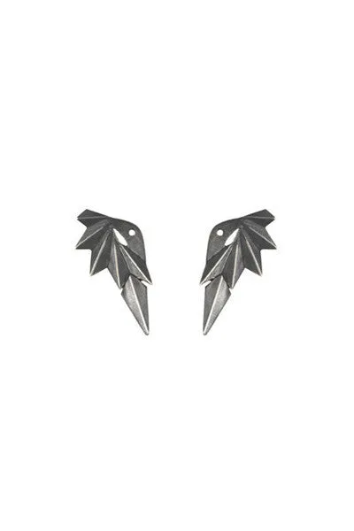 Maria Black Jewellery Wing Reverse Earring, Oxidized Silver