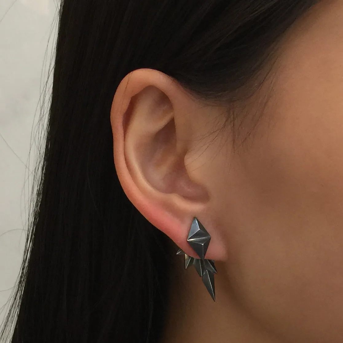 Maria Black Jewellery Wing Reverse Earring, Oxidized Silver