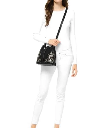 Michael Michael Kors Cary Embellished Bucket Crossbody Michael Kors Bags