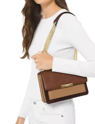 Michael Michael Kors Jade Large Gusset Leather Shoulder Bag Michael Kors Bags
