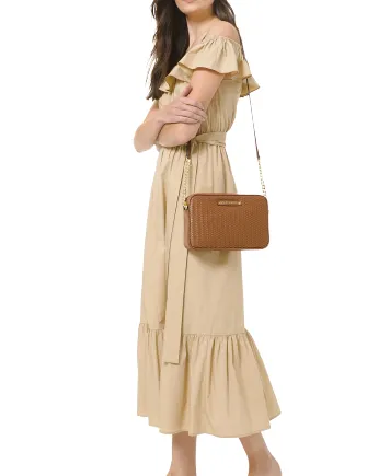 Michael Michael Kors Large East West Woven Leather Crossbody Michael Kors Bags