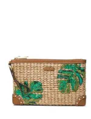 Michael Michael Kors Malibu Straw Zip Clutch Michael Kors Bags