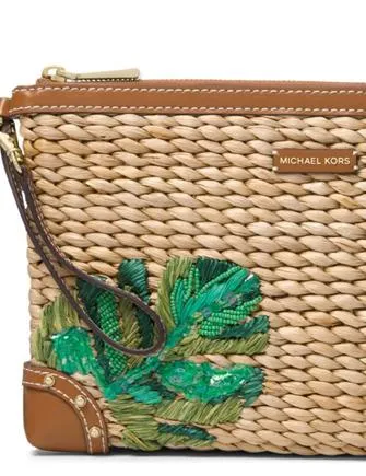 Michael Michael Kors Malibu Straw Zip Clutch Michael Kors Bags