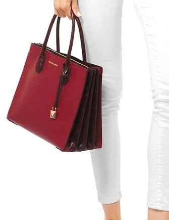 Michael Michael Kors Mercer Lizard Embossed Accordion Tote Michael Kors Bags