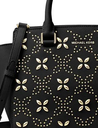 Michael Michael Kors Selma Medium Top Zip Studded Floral Satchel Michael Kors Bags