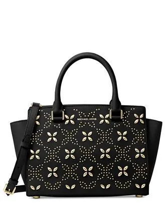 Michael Michael Kors Selma Medium Top Zip Studded Floral Satchel Michael Kors Bags