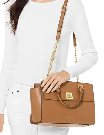 Michael Michael Kors Sylvia Medium Crossgrain Leather Satchel Michael Kors Bags